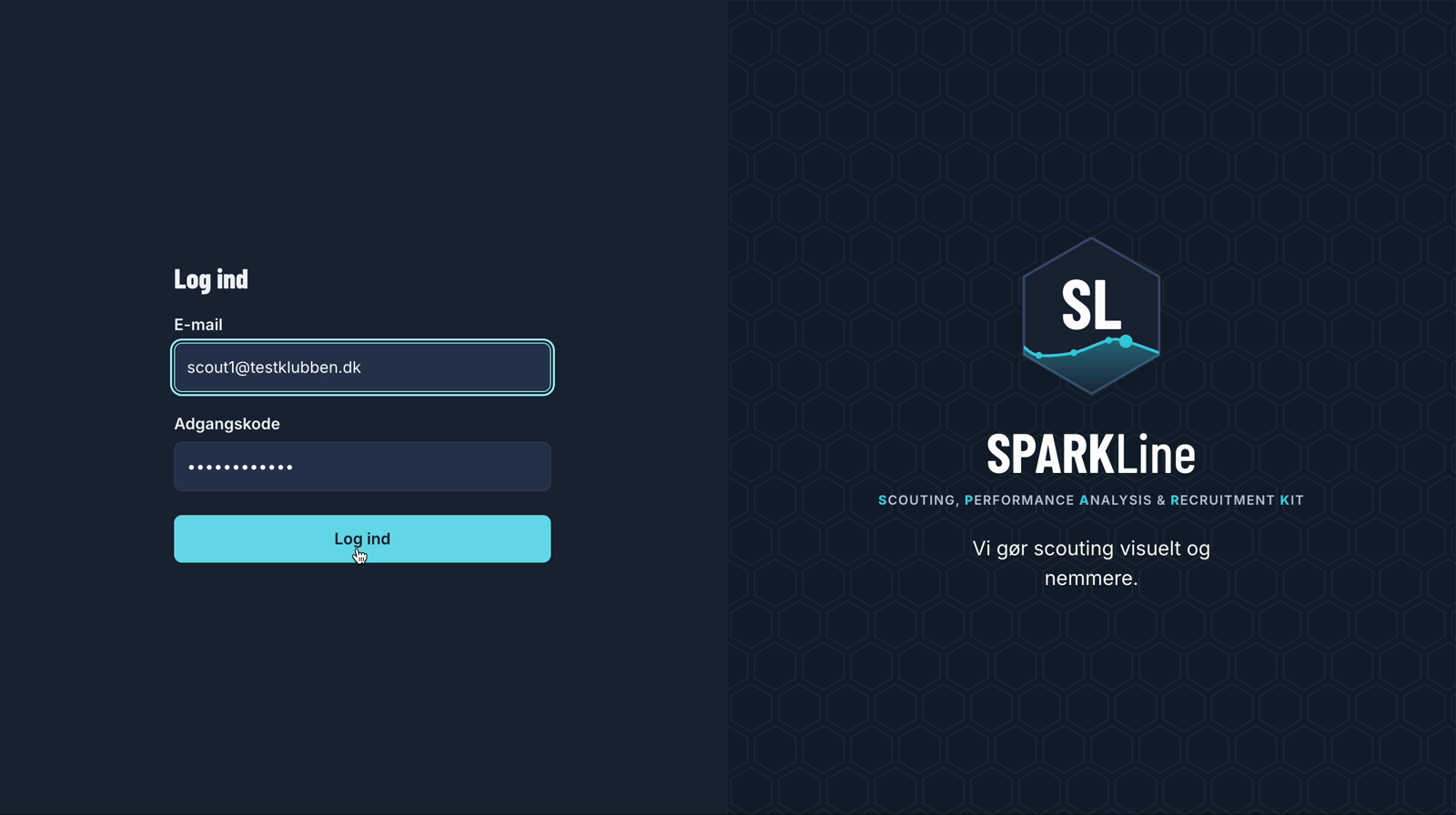 SPARKLine log ind-side med logo